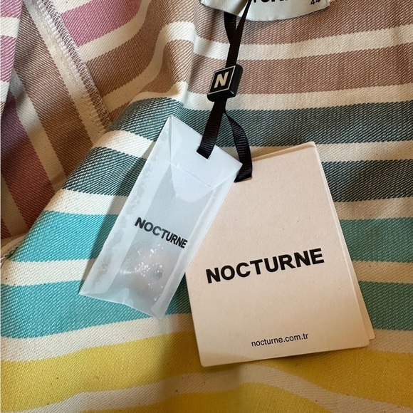 Nocturne 2XL Striped Shacket Shirt Jacket Colorful Stripes Front Button Down NWT - Picture 4 of 12